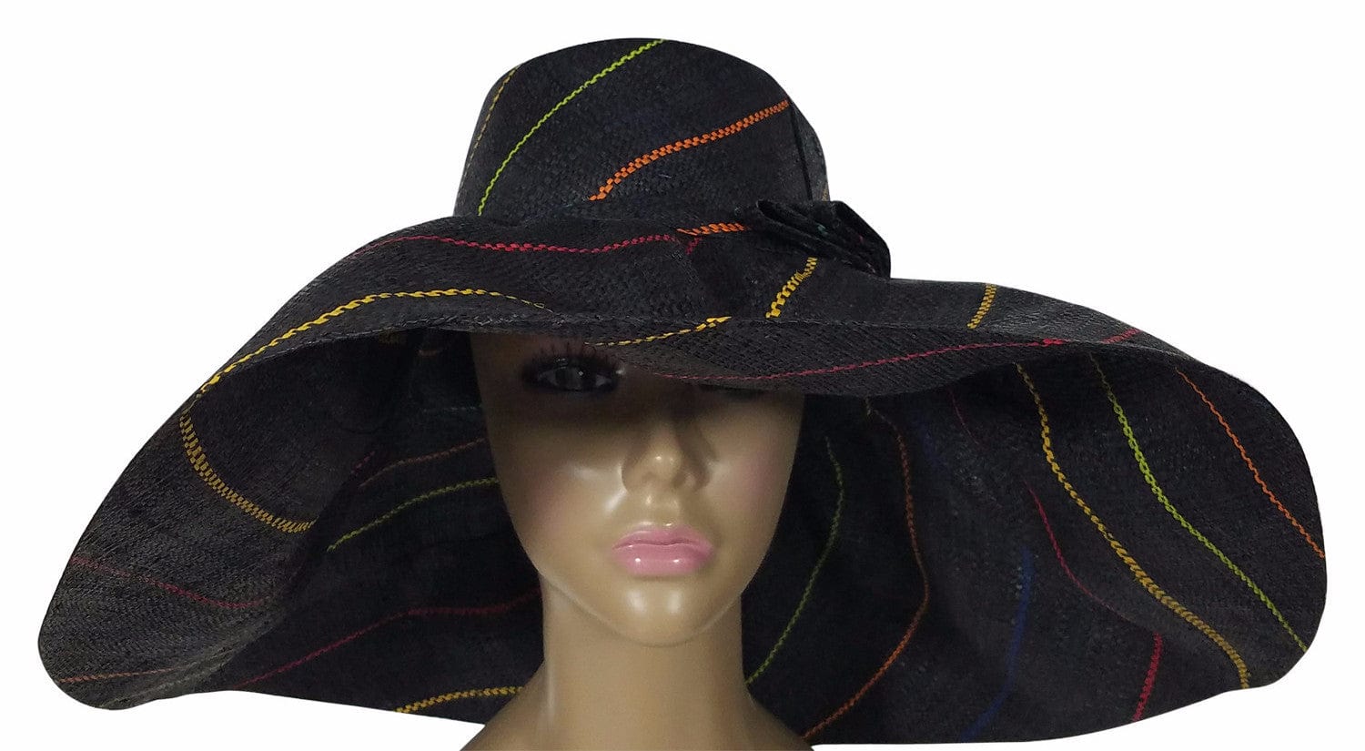 2 of 3: Chibuzo: Authentic African Hand Made Multi-Colored Madagascar Big Brim Raffia Sun Hat
