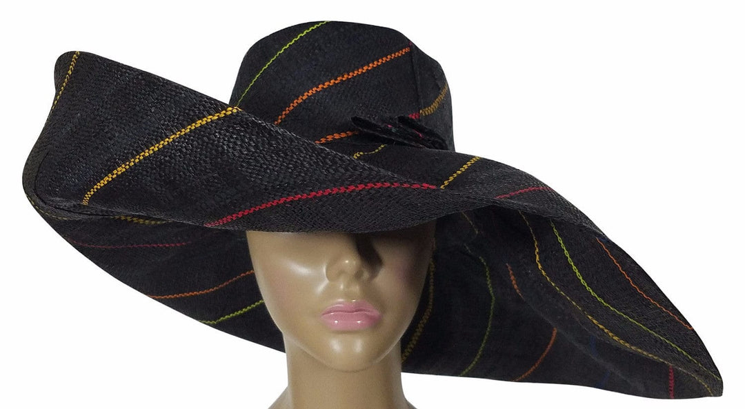 Chibuzo: Authentic African Hand Made Multi-Colored Madagascar Big Brim Raffia Sun Hat