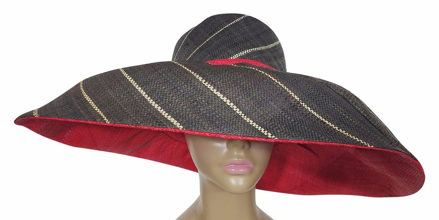 2 of 3: Zuberi: Authentic African Hand Made Multi-Colored Madagascar Big Brim Raffia Sun Hat