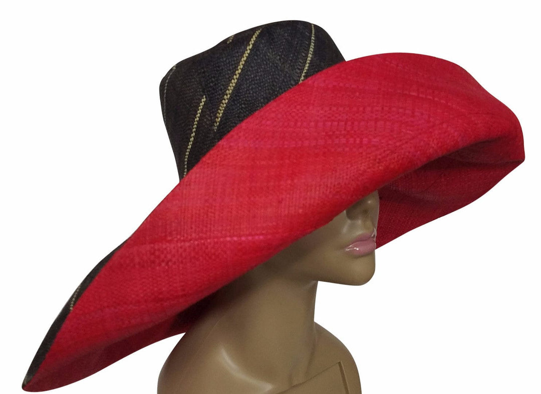 Zuberi: Authentic African Hand Made Multi-Colored Madagascar Big Brim Raffia Sun Hat