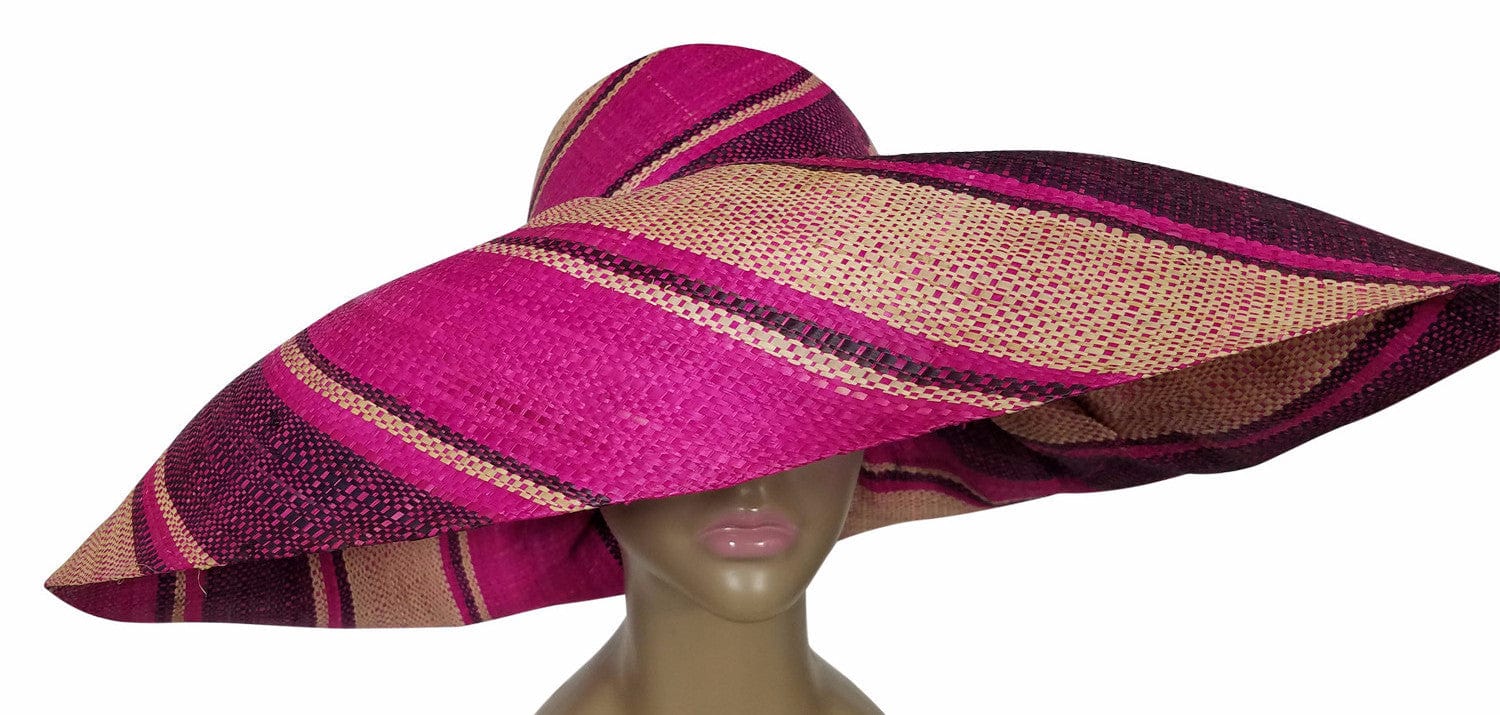 3 of 3: Ye: Authentic African Hand Made Multi-Colored Madagascar Big Brim Raffia Sun Hat
