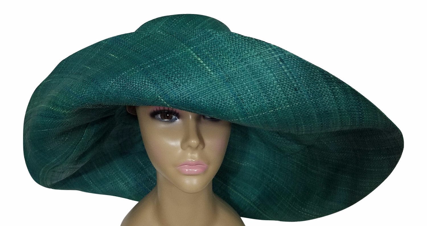 2 of 3: Zara: Authentic African Hand Made Teal Madagascar Big Brim Raffia Sun Hat