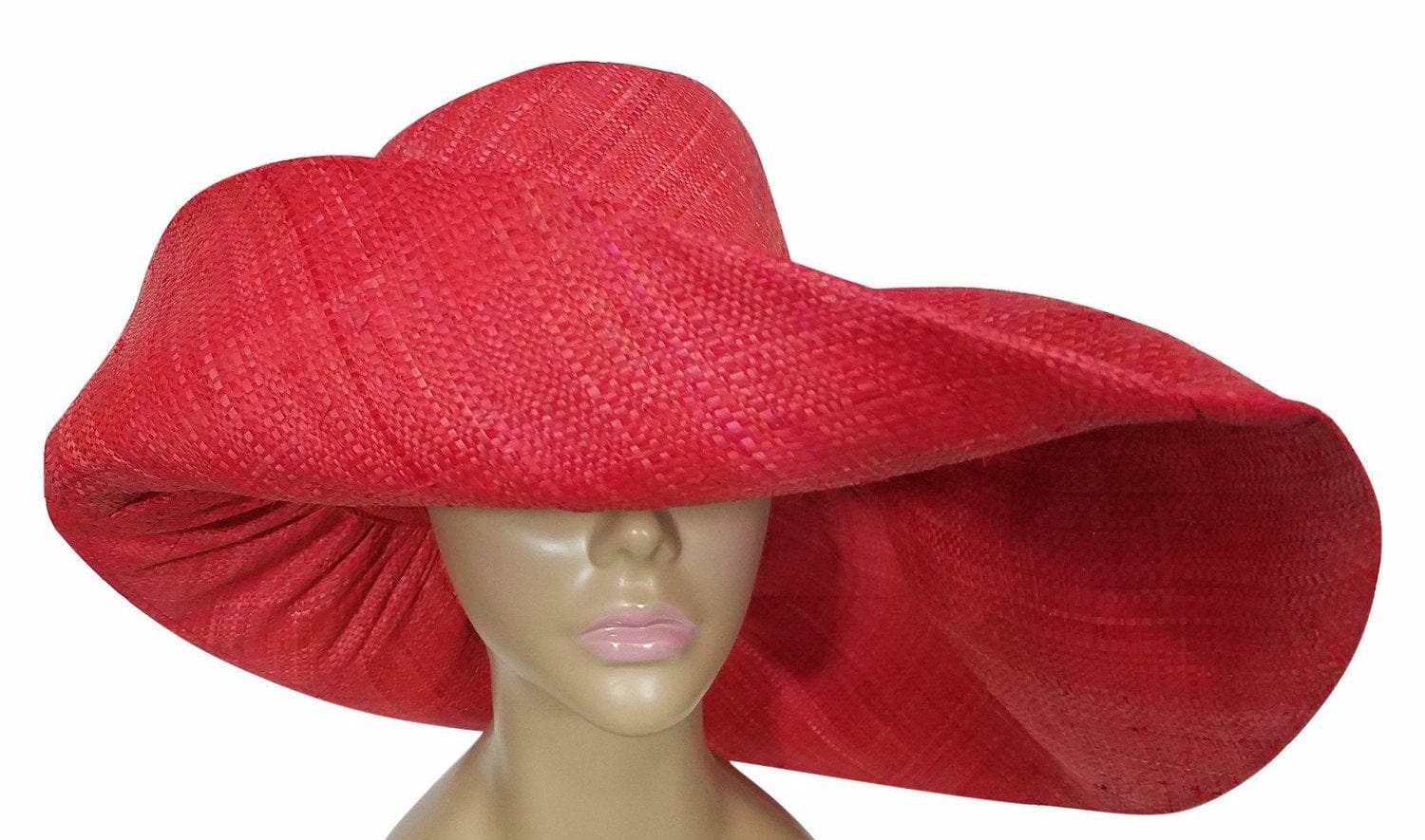 1 of 2: Umm: Authentic African Hand Made Blush Madagascar Big Brim Raffia Sun Hat