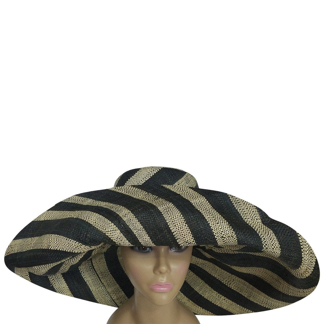 Adowa: Black and Natural Hand Made Madagascar Raffia Sun Hat