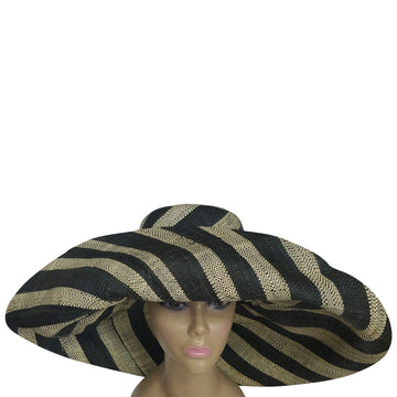 Adowa: Black and Natural Hand Made Madagascar Raffia Sun Hat