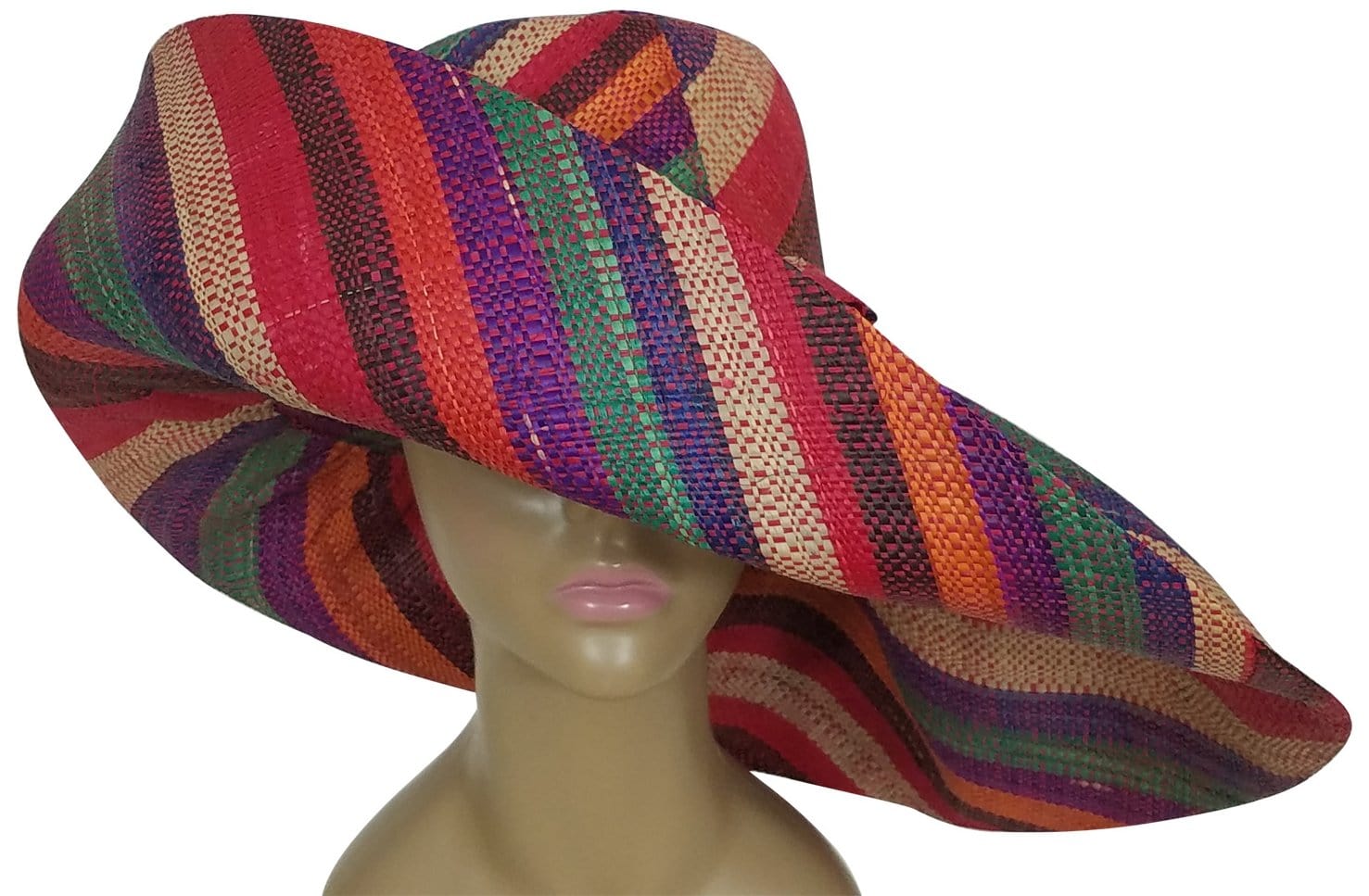 1 of 2: Asabi: Authentic African Hand Woven Multi-Color Madagascar Raffia Big Brim Sun Hat