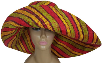 Amadi: Authentic African Hand Woven Multi-Color Madagascar Raffia Big Brim Sun Hat