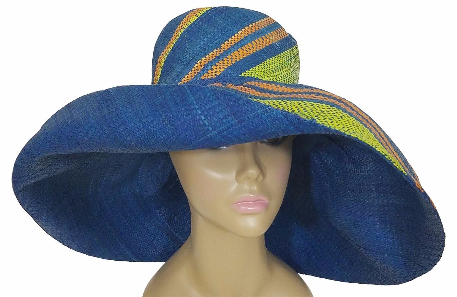 3 of 3: Baba: Authentic African Hand Woven Multi-Color Big Brim Raffia Sun Hat