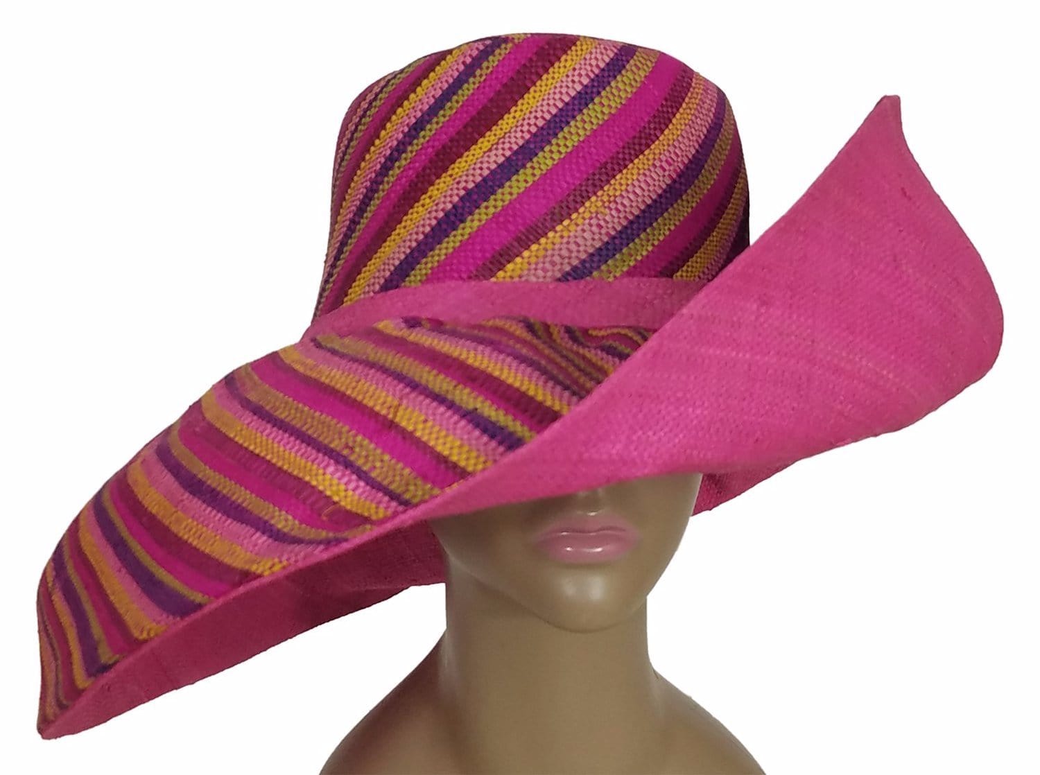 3 of 3: Baderinwa: Authentic African Hand Woven Multi-Color Madagascar Raffia Sun Hat