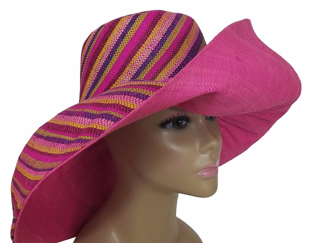 Baderinwa: Authentic African Hand Woven Multi-Color Madagascar Raffia Sun Hat