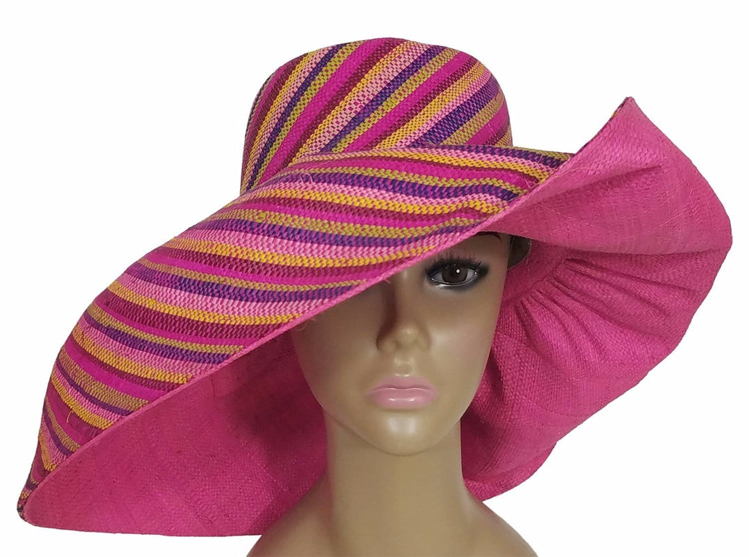 Baderinwa: Authentic African Hand Woven Multi-Color Madagascar Raffia Sun Hat