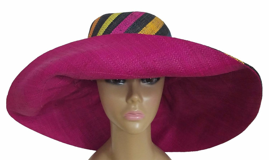 Barika: Authentic African Hand Woven Multicolored Madagascar Big Brim Raffia Sun Hat