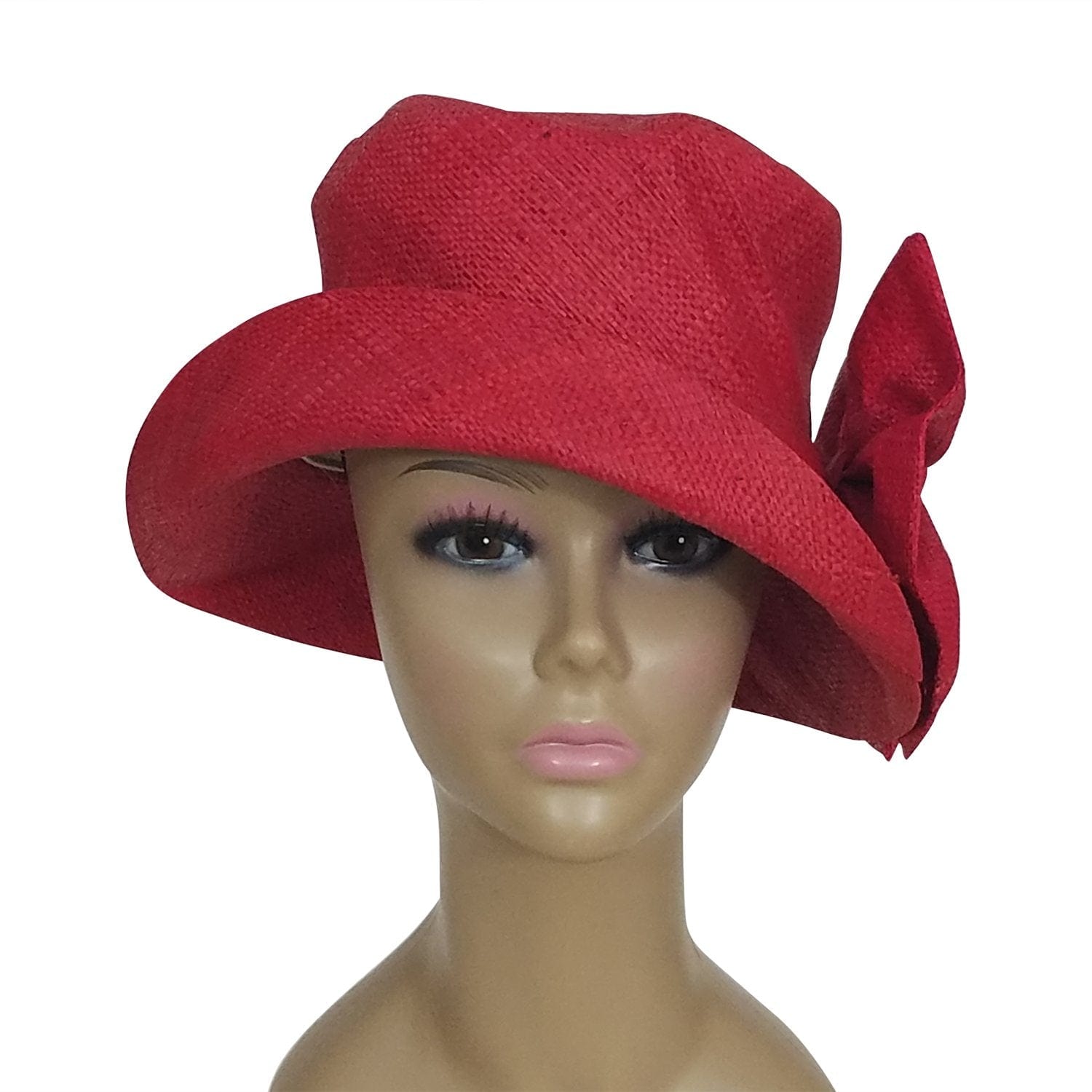 Eralia: Hand Woven Red Madagascar Bell Shaped Raffia Hat  display picture 3