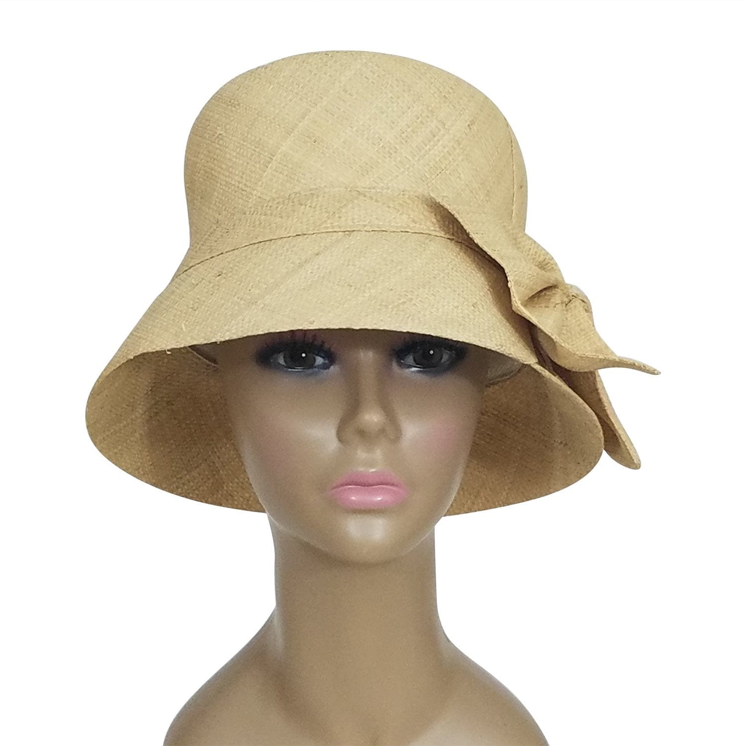3 of 3: Ini: Authentic African Hand Woven Natural Madagascar Bell Shaped Raffia Hat with Bow