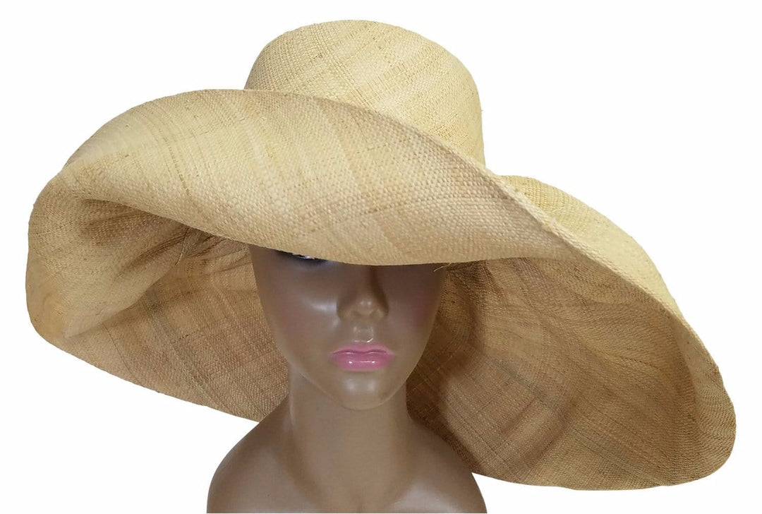 Adamma: Authentic African Hand Made Natural Madagascar Big Brim Raffia Sun Hat