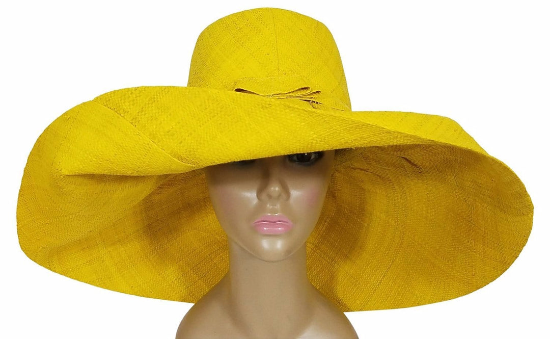 Onyeka: Authentic Onyeka: Authentic African Hand Woven Yellow Madagascar Big Brim Raffia Sun Hat