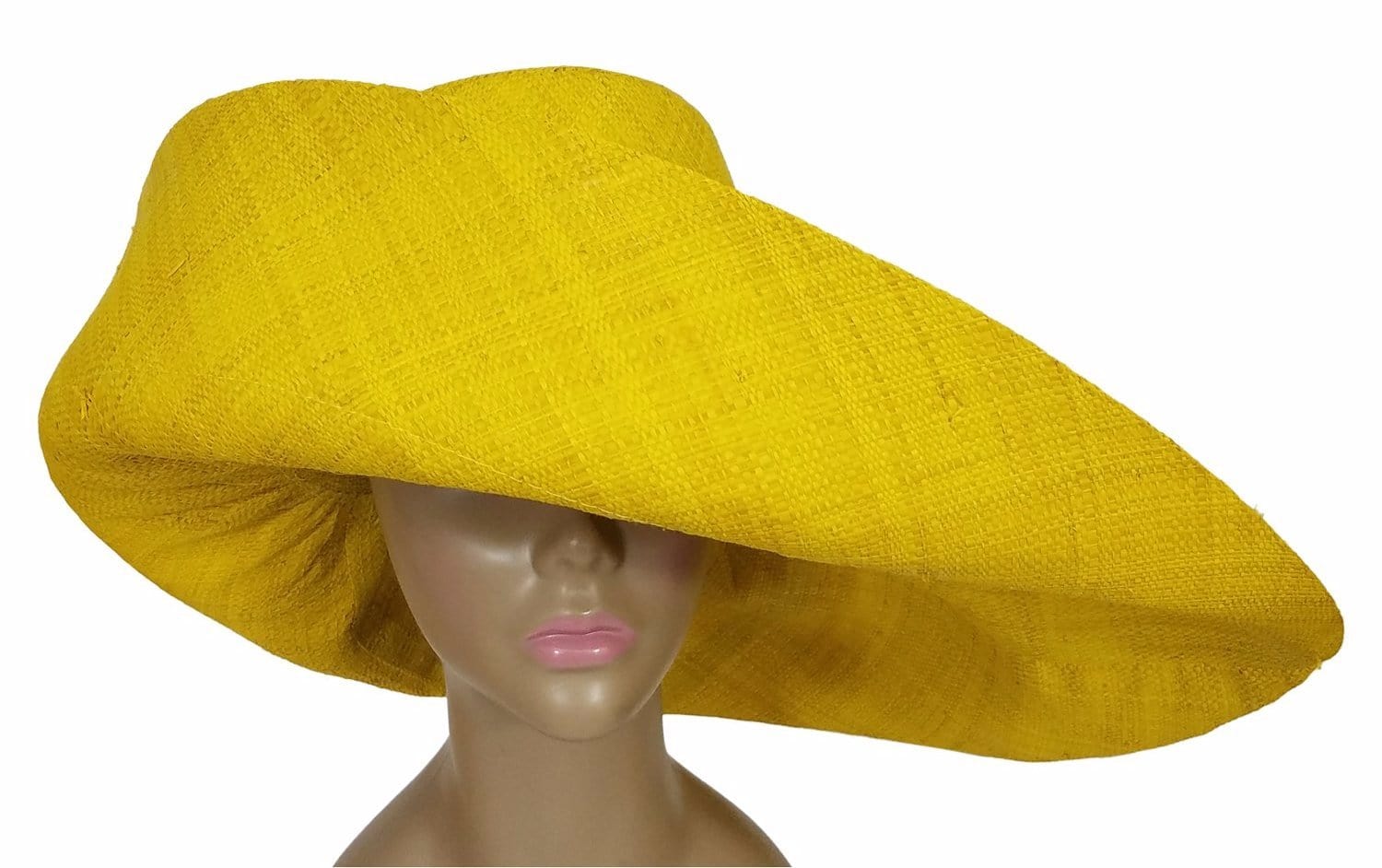 5 of 6: Onyeka: Authentic Onyeka: Authentic African Hand Woven Yellow Madagascar Big Brim Raffia Sun Hat