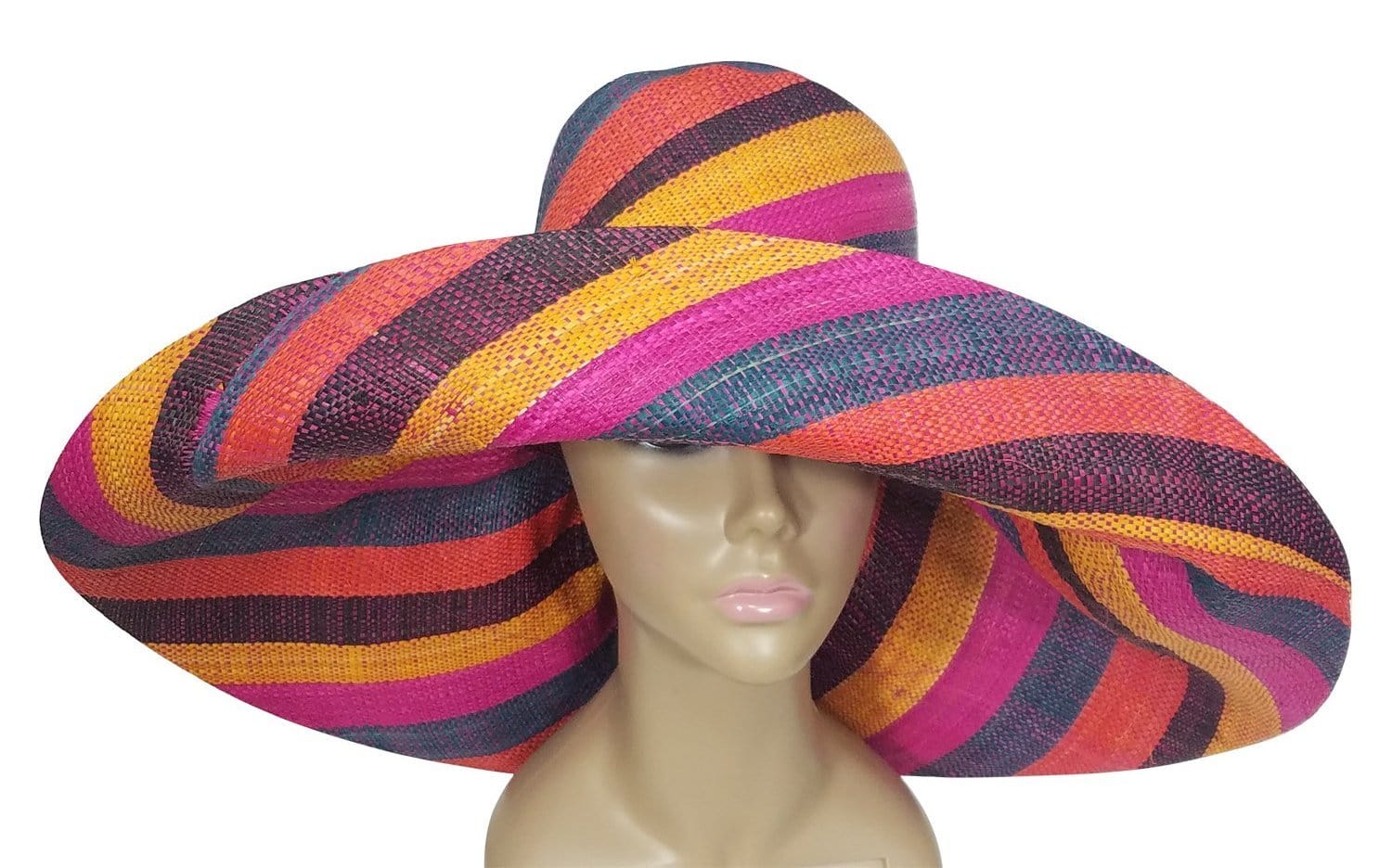 4 of 4: Bejide: Authentic African Hand Woven Multicolor Madagascar Big Brim Sun Hat