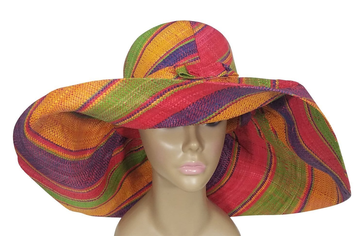 1 of 4: Bunmi: Authentic African Hand Woven Multicolor Madagascar Big Brim Sun Hat
