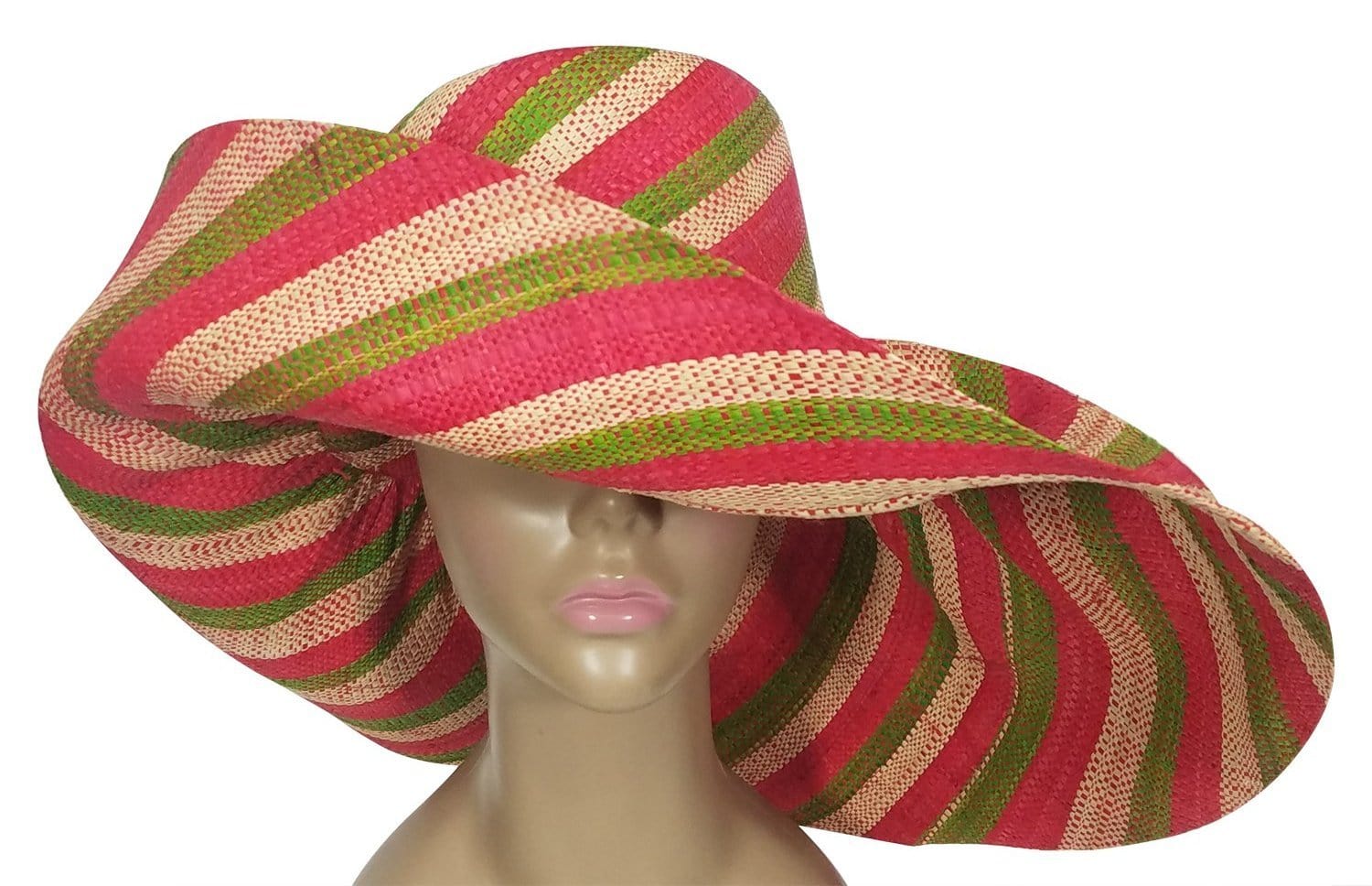 1 of 3: Chaonaine: Authentic African Hand Woven Multicolor Madagascar Big Brim Raffia Sun Hat