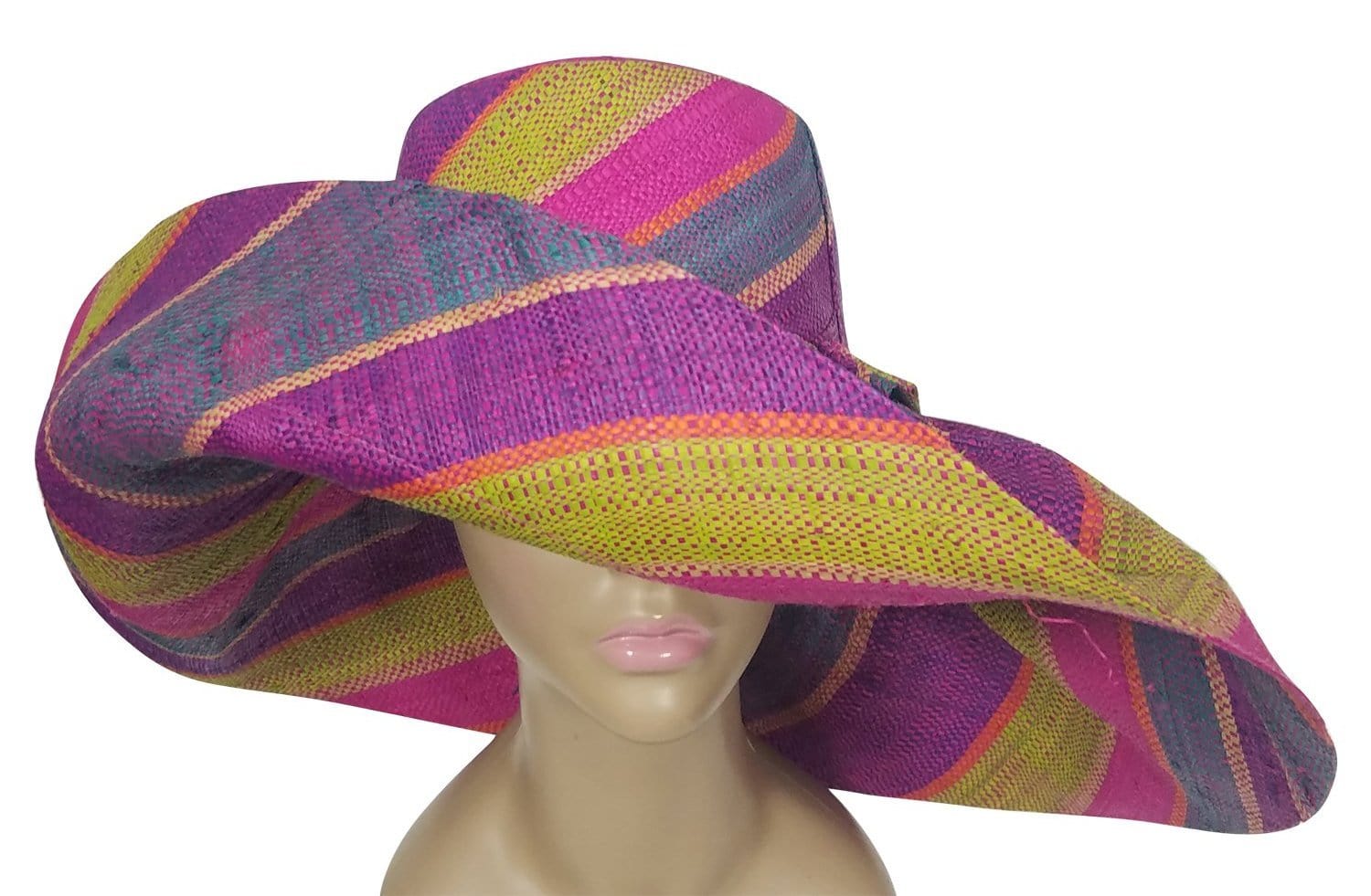 3 of 3: Chuki: Authentic African Hand Woven Multi-Color Madagascar Big Brim Raffia Sun Hat