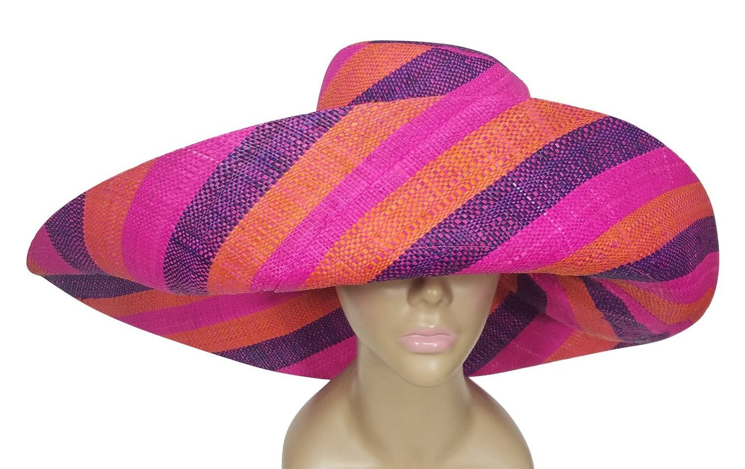 3 of 3: Dalila: Hand Woven Multi-Color Madagascar Big Brim Raffia Sun Hat
