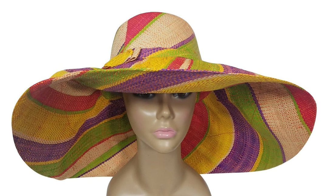 Dalili: Authentic African Hand Woven Multicolor Madagascar Raffia Big Brim Sun Hat