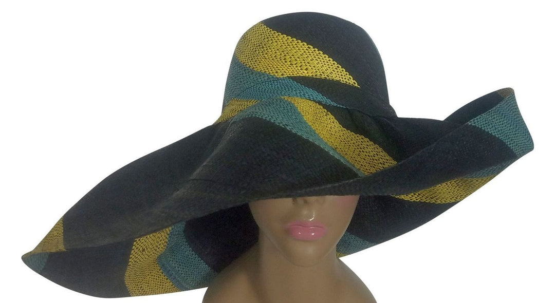 Adisa: Authentic African Hand Woven Multicolor Madagascar Big Brim Raffia Sun Hat