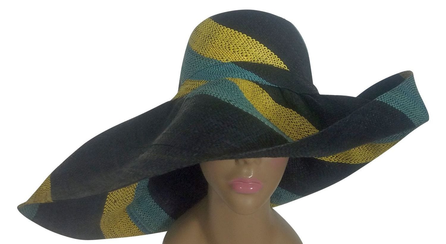 3 of 3: Adisa: Authentic African Hand Woven Multicolor Madagascar Big Brim Raffia Sun Hat