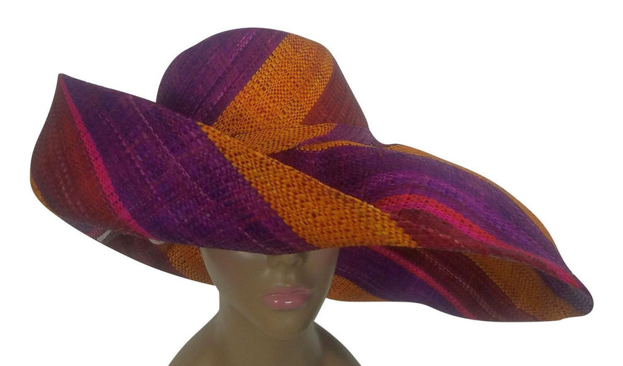Boitumelo: Authentic African Handwoven Multicolor Madagascar Big Brim Raffia Sun Hat