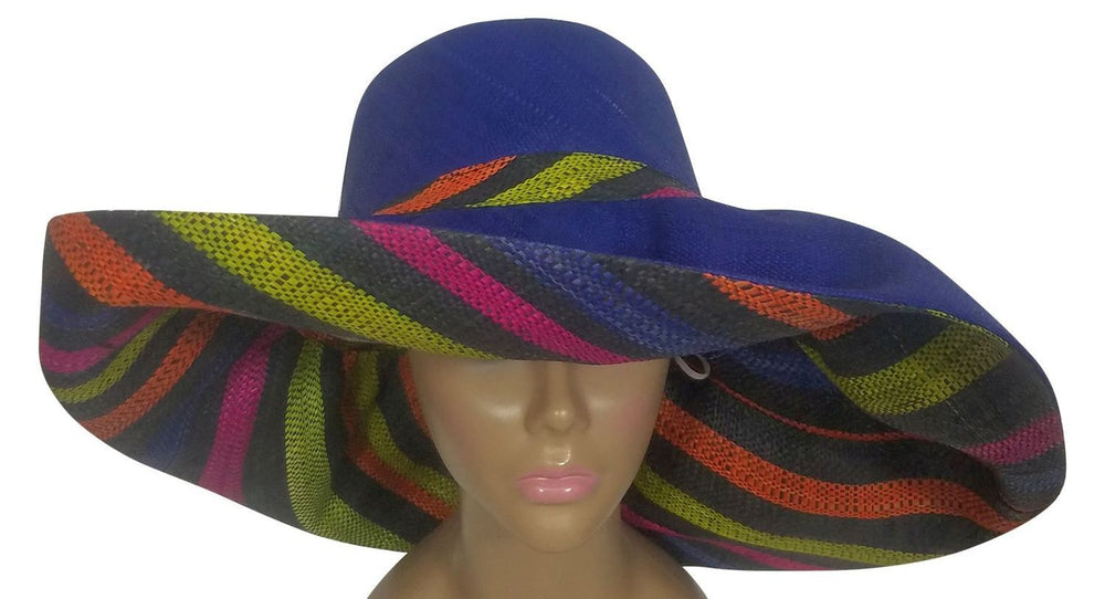 Adongo: Handwoven Multicolor Madagascar Big Brim Raffia Sun Hat