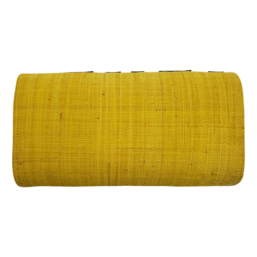 Authentic Hand Woven Madagascar Raffia Clutch (Yellow with Black Accents)