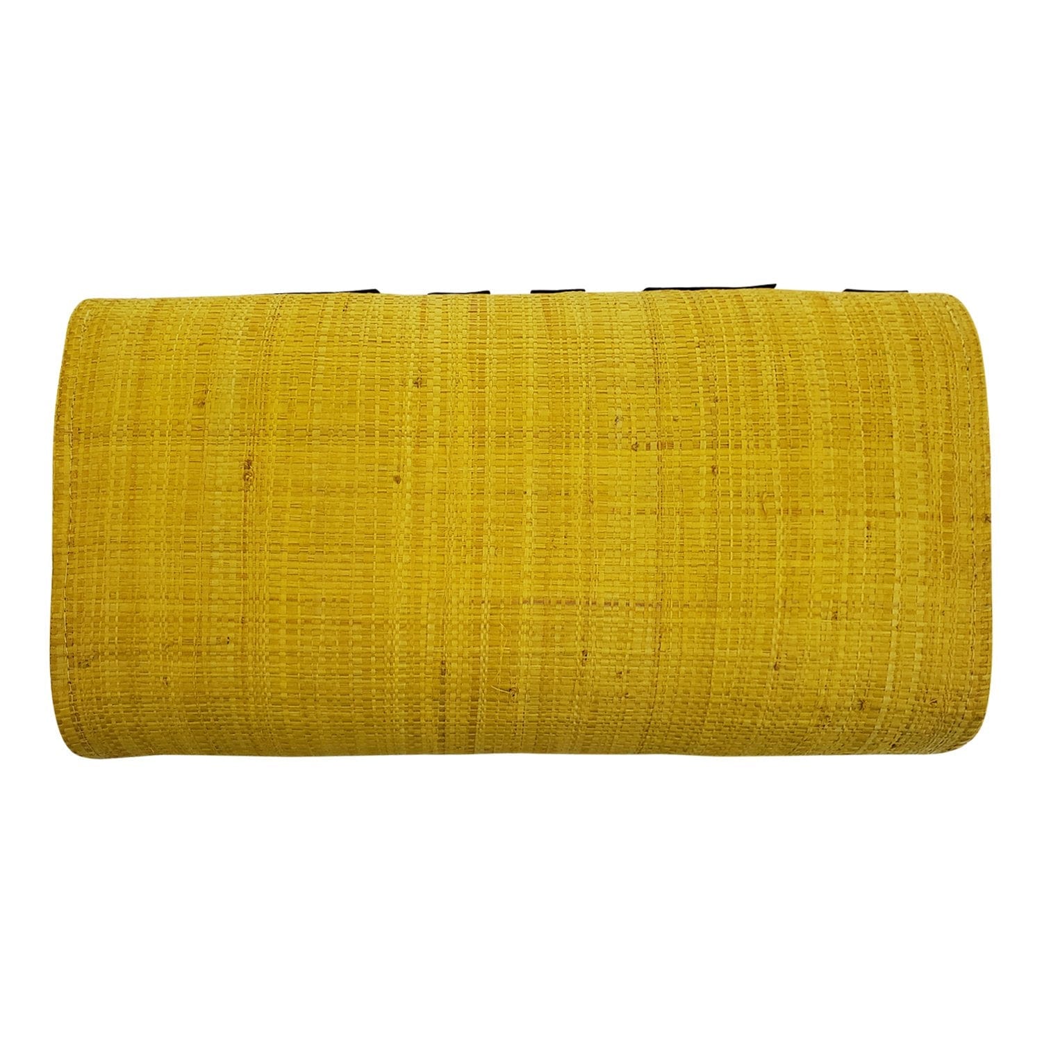 2 of 3: Authentic Hand Woven Madagascar Raffia Clutch (Yellow with Black Accents)