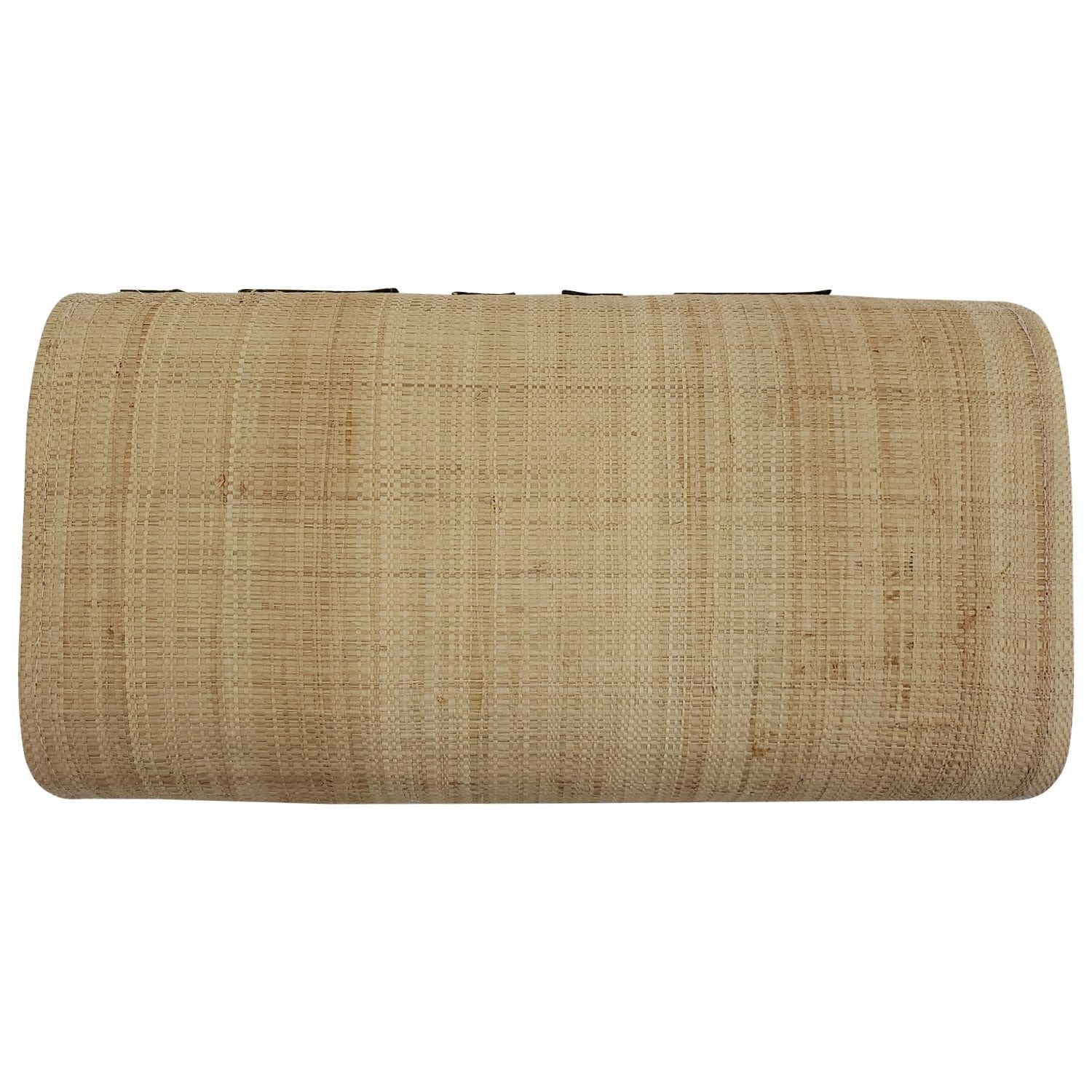 2 of 3: Authentic Handwoven Natural Madagascar Raffia Clutch with Olive Green Accents