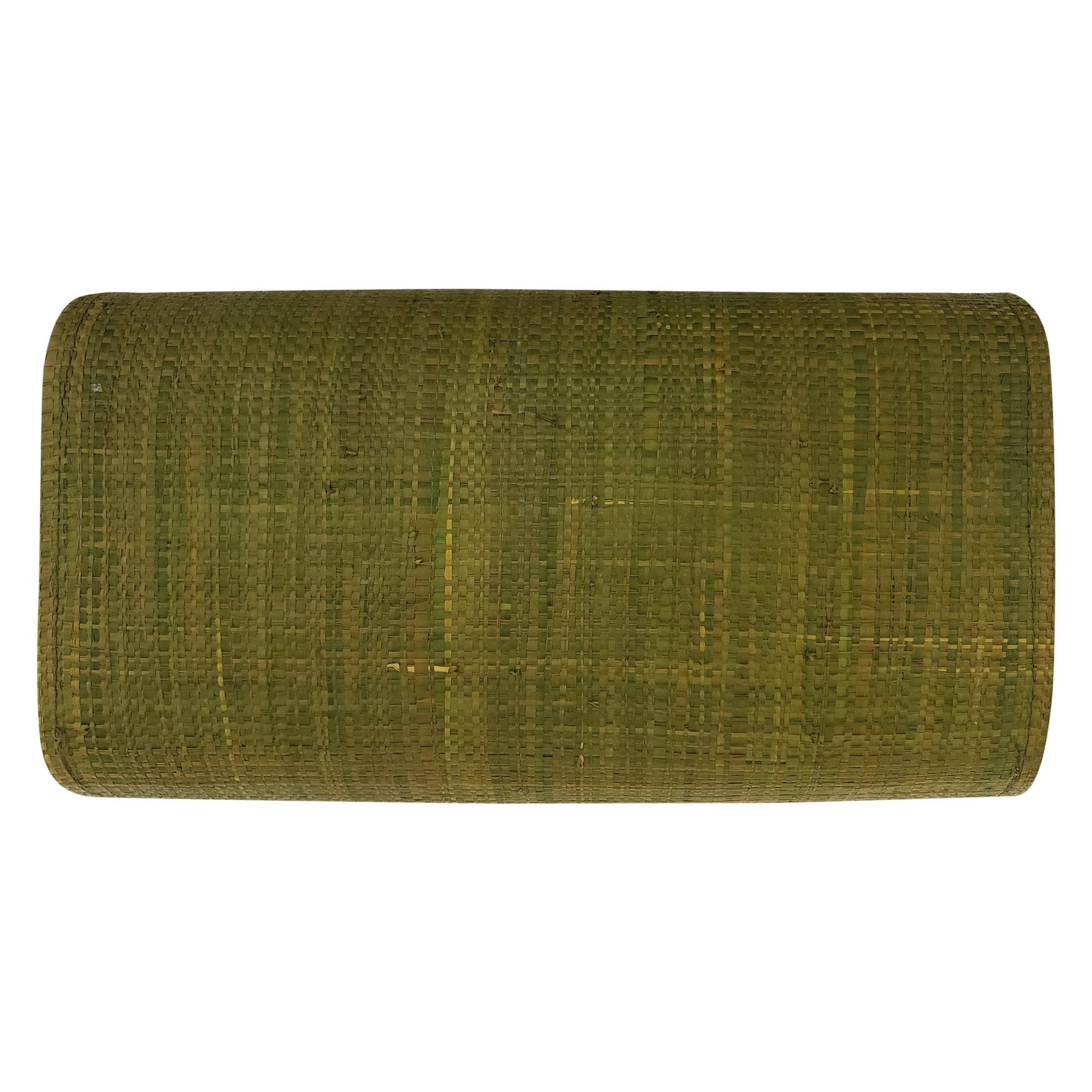 2 of 3: Authentic Handwoven Olive Green Madagascar Raffia Clutch with Fuchsia Accents
