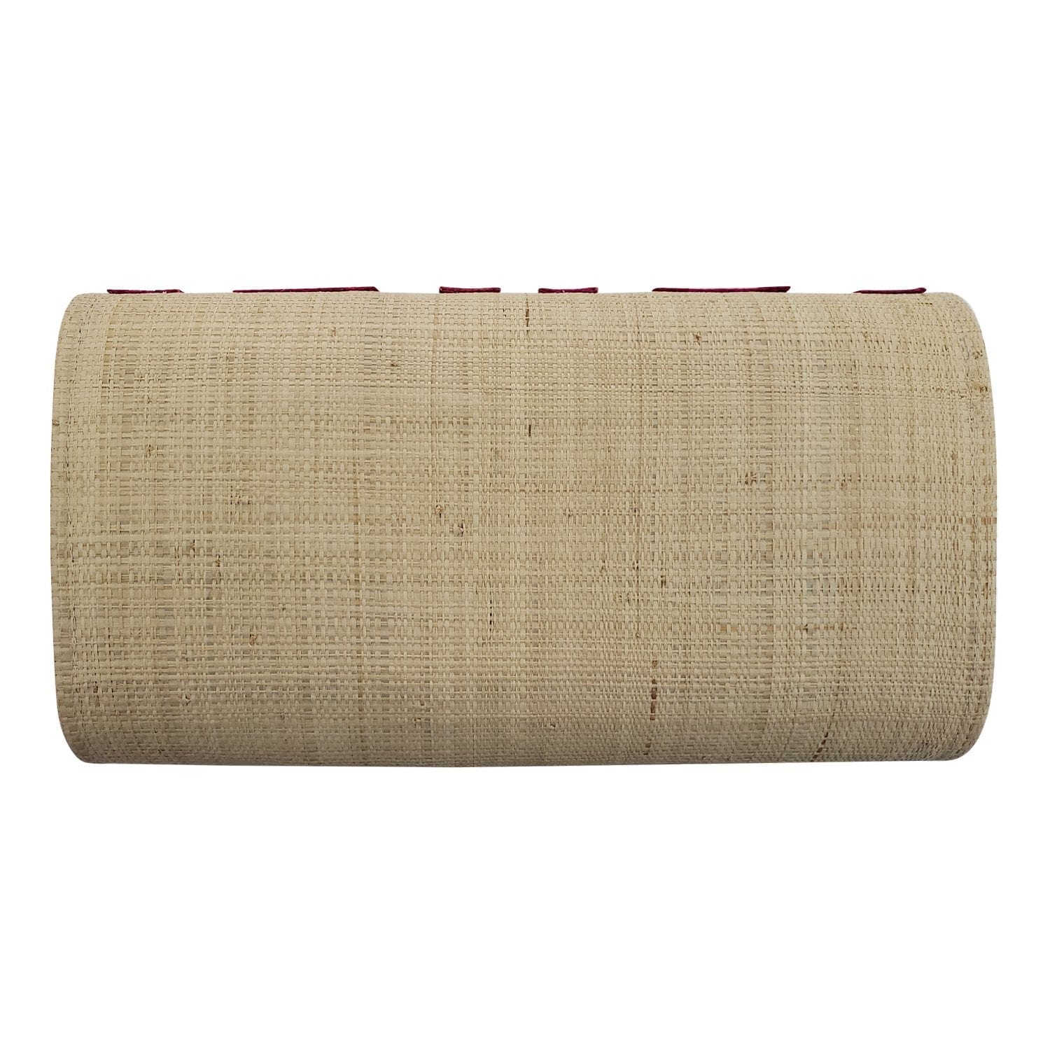 2 of 3: Authentic Authentic Handwoven Natural Madagascar Raffia Clutch with Fuchsia Accents