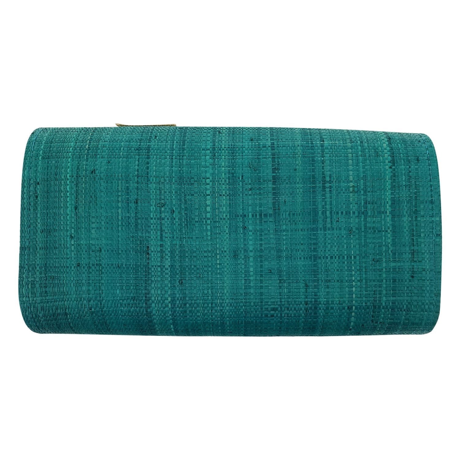 2 of 3: Authentic Handwoven Blue-Green Madagascar Raffia Clutch with Natural Accents