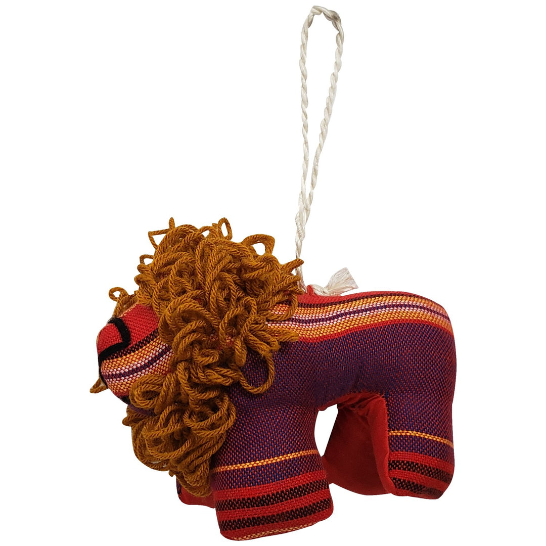 Lion: Authentic African Hand Made Kikoi Stuffed Animal Christmas Ornament