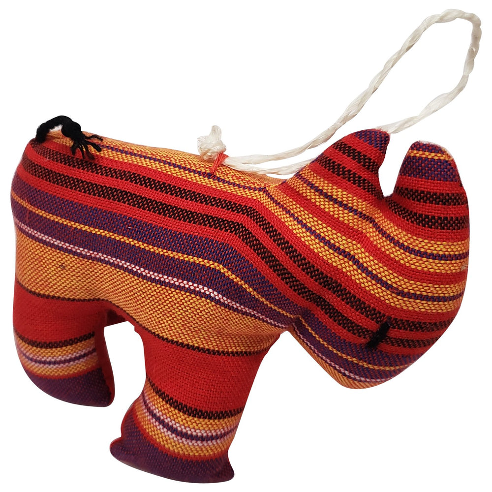 Rhino: Authentic Hand Made African Stuffed Animal Christmas Ornament (4.5 inches)