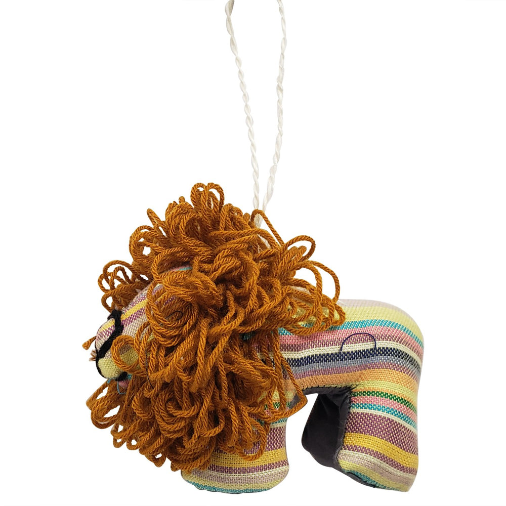 Lion: Authentic African Hand Made Kikoi Stuffed Animal Christmas Ornament