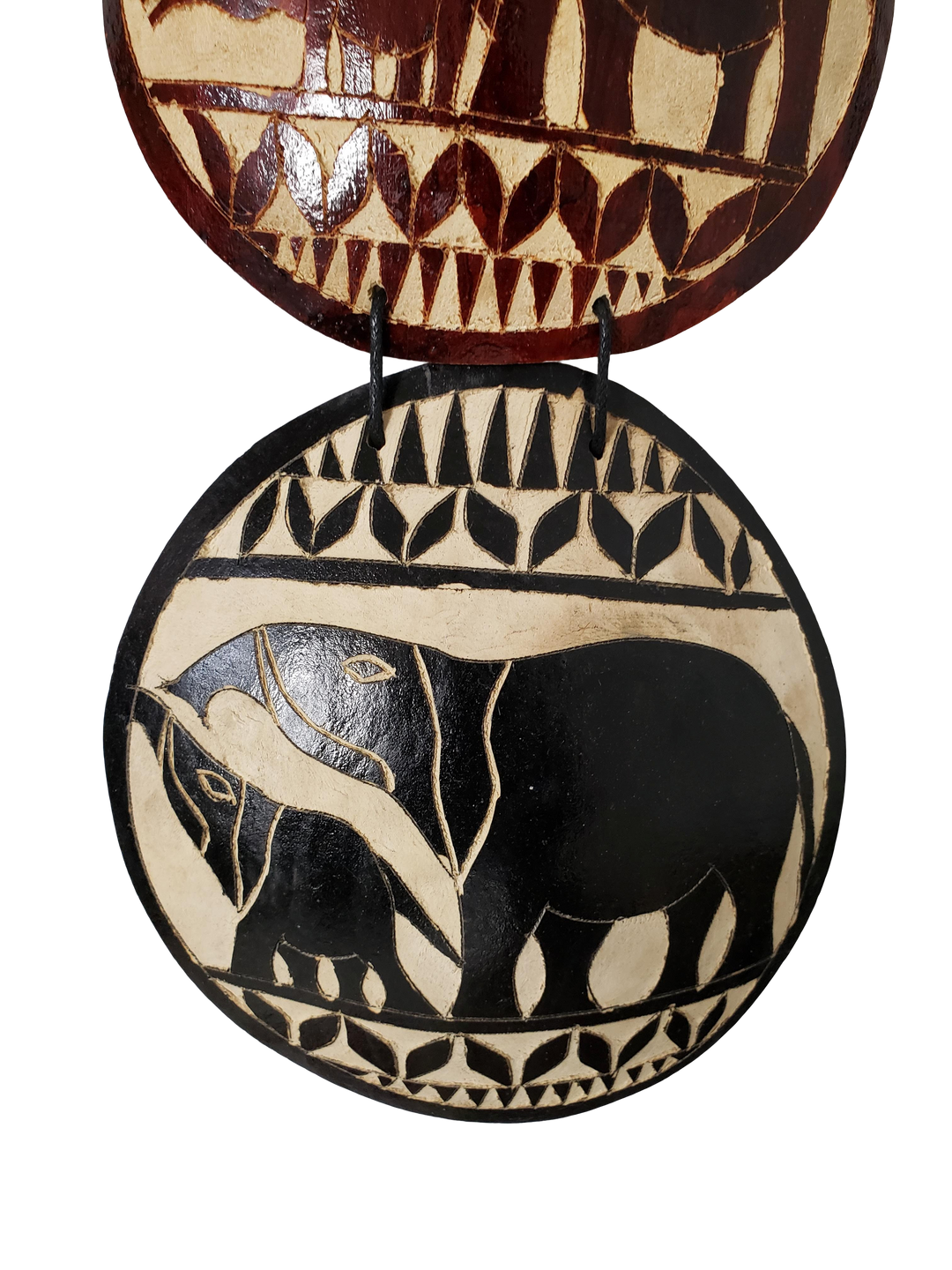 Authentic African Serengeti Gourd Slice Wall Hanging by Boutique Africa (Elephant)
