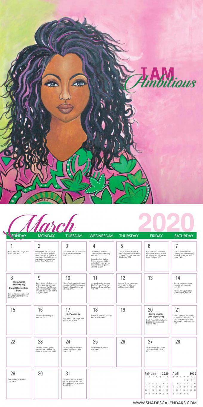 I Am: The Art of Sylvia "GBaby" Cohen 2020 Black Art Wall Calendar (Interior)