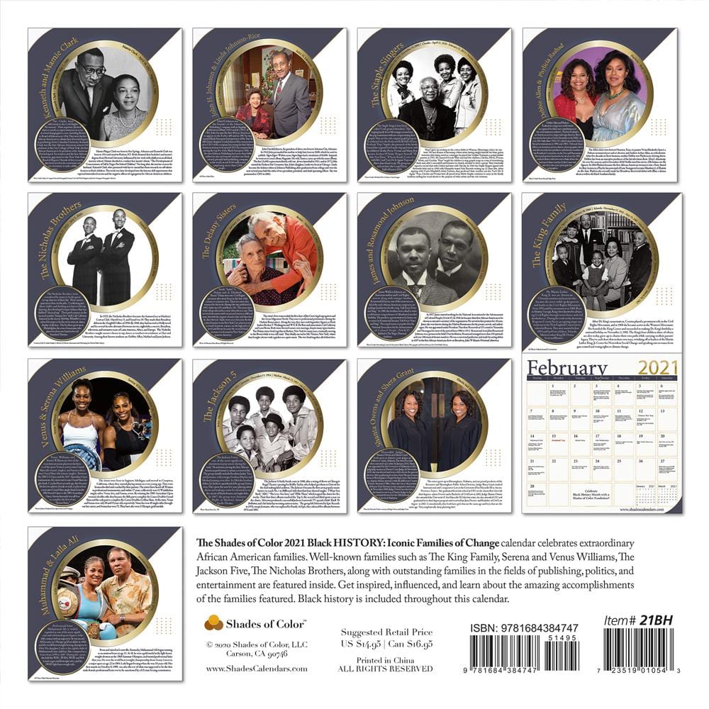2 of 4: Iconic Families of Change: 2021 Black History Calendar (Black)