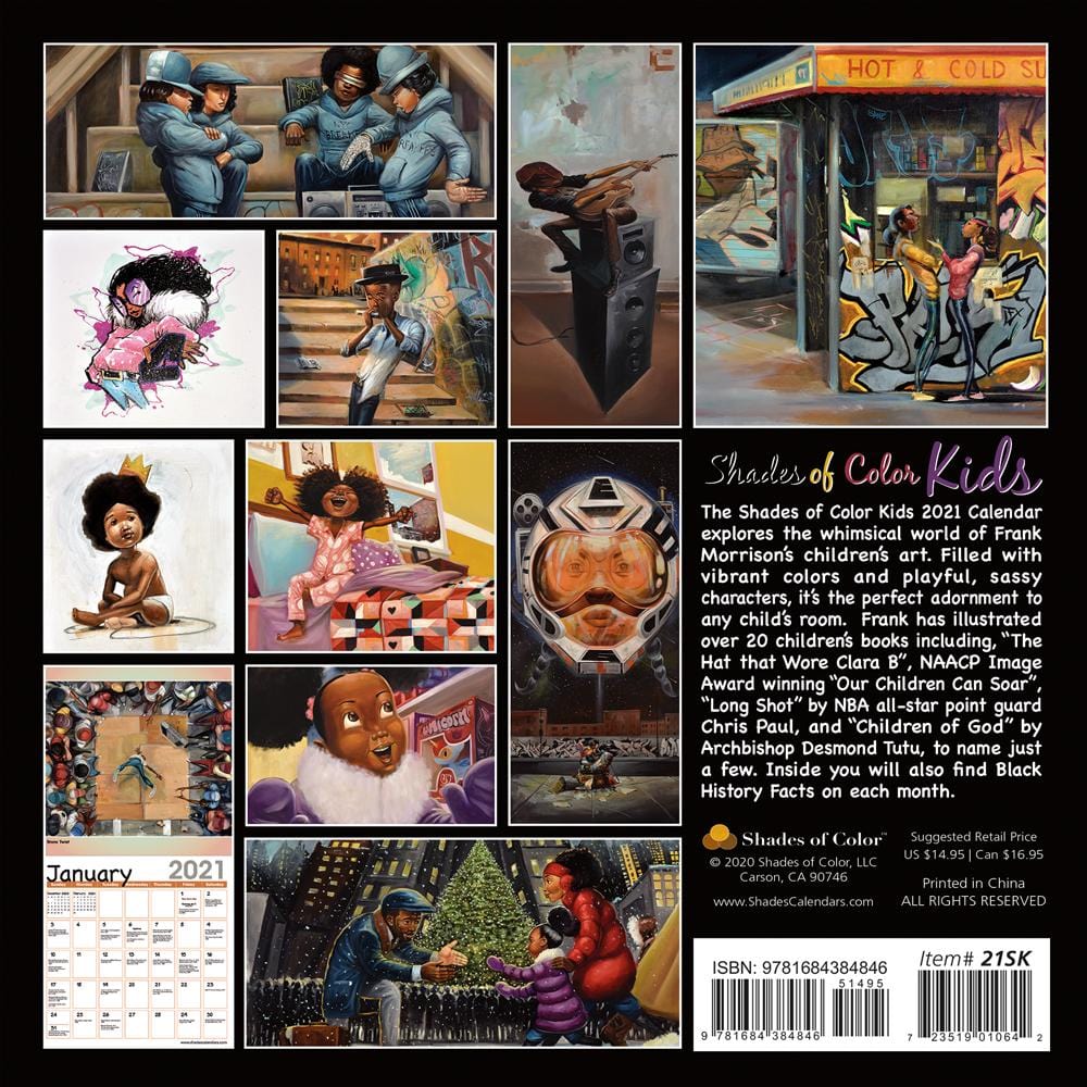 2 of 4: Shades of Color Kids by Frank Morrison: 2021 African American Wall Calendar