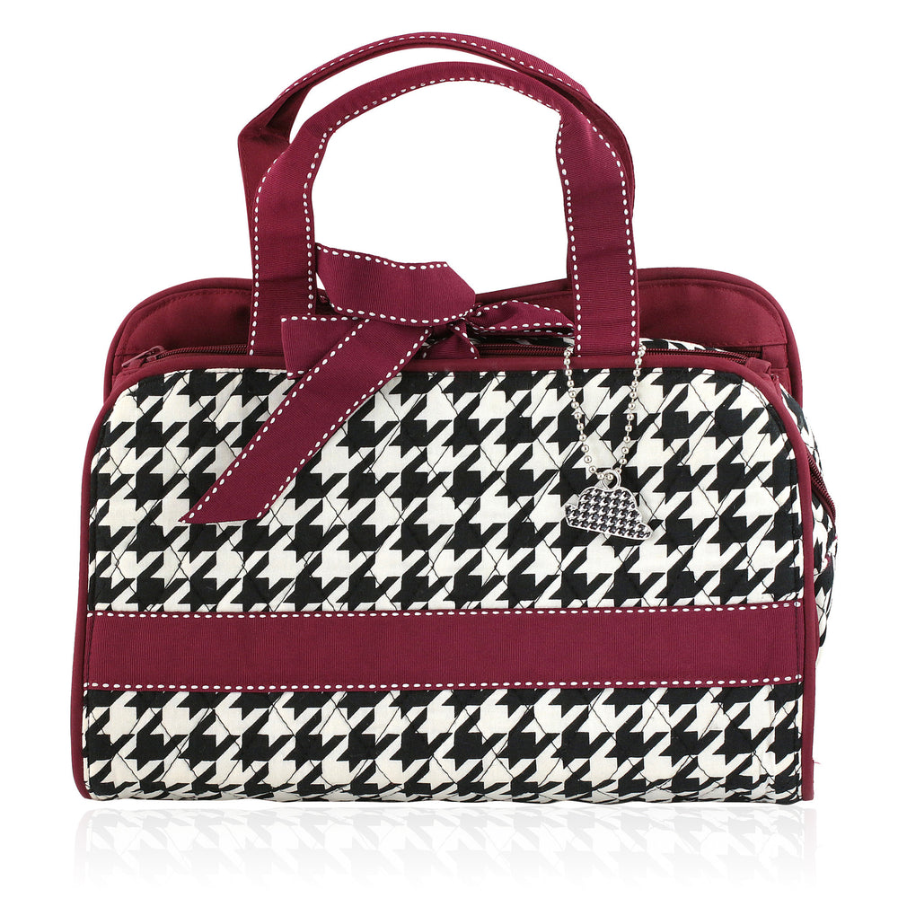 Houndstooth with Crimson Trim Cosmetic Duo with External Cover (Closed)
