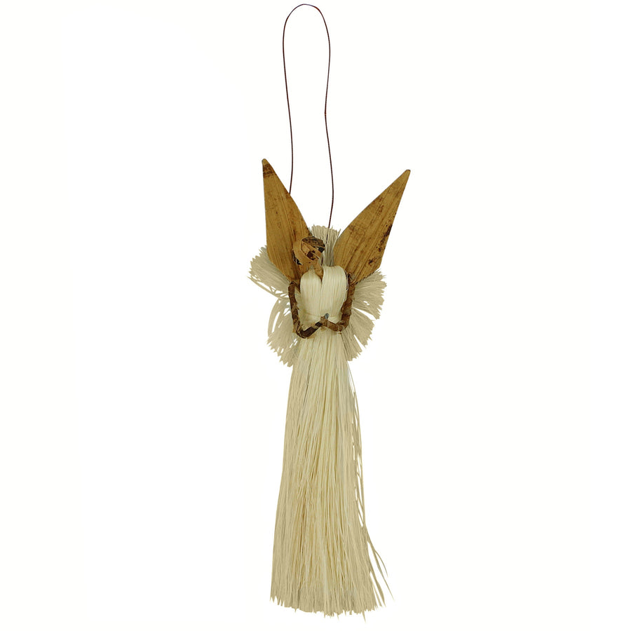 Kenyan Banana Fiber and Sisal Angel Christmas Ornament (Prayer)