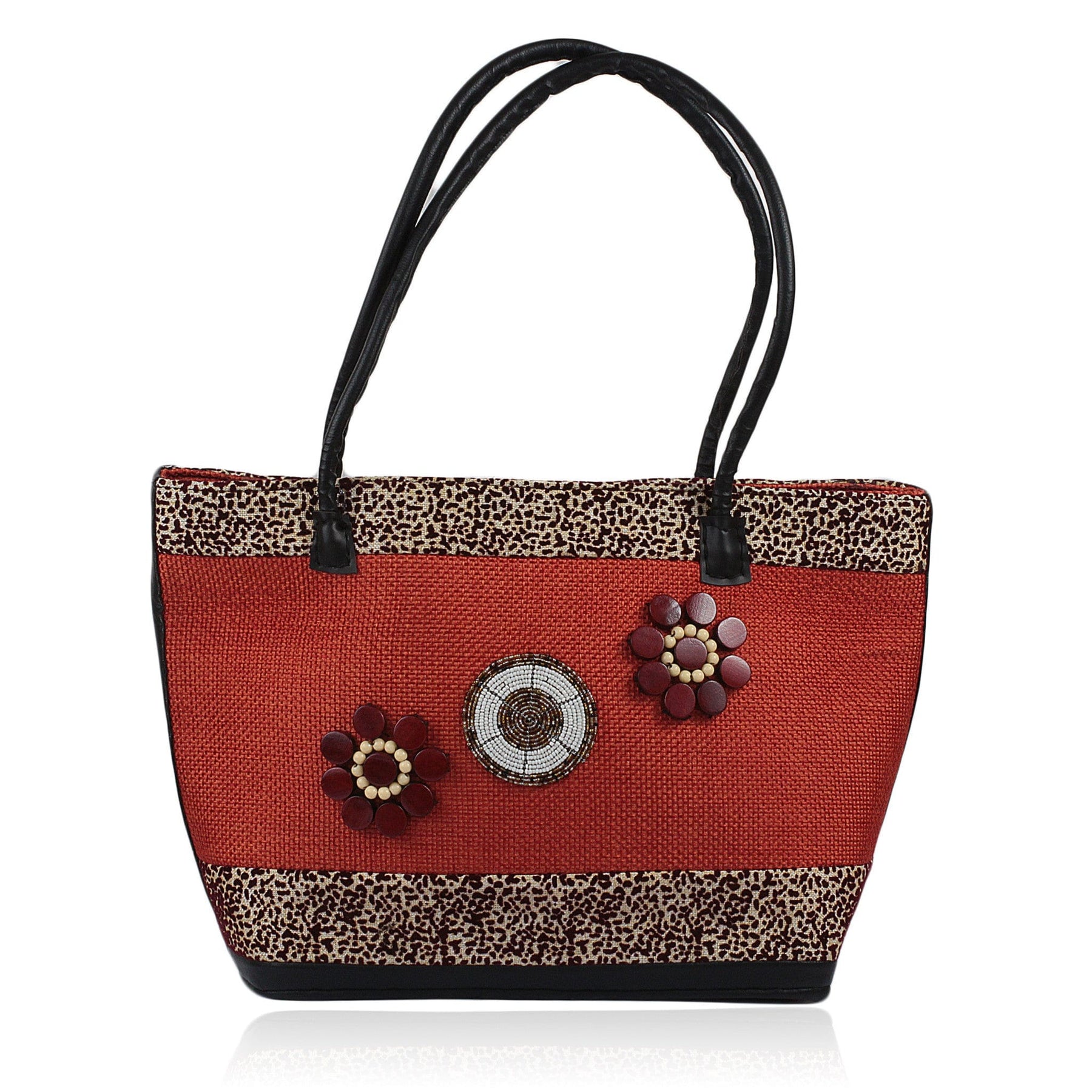 1 of 3: Hand Made Kenyan Jute Hand Bag with Maasai Beadwork (Orange)