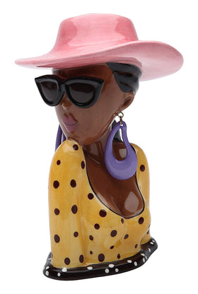 Summer Lady: African American Diva Ceramic Makeup Holder by Cosmos Gifts
