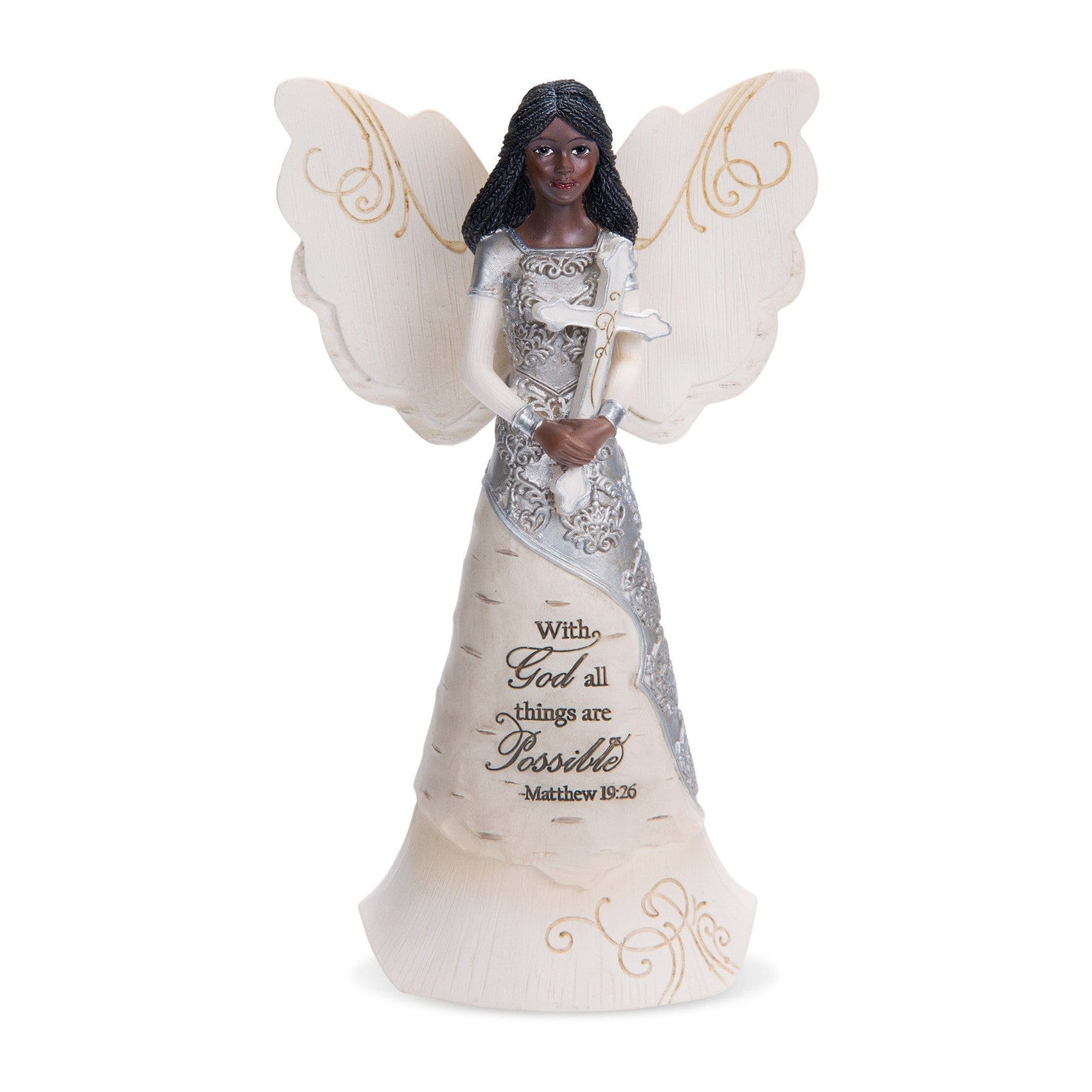 African American With GOD Angel Holding Cross (Elements Collection