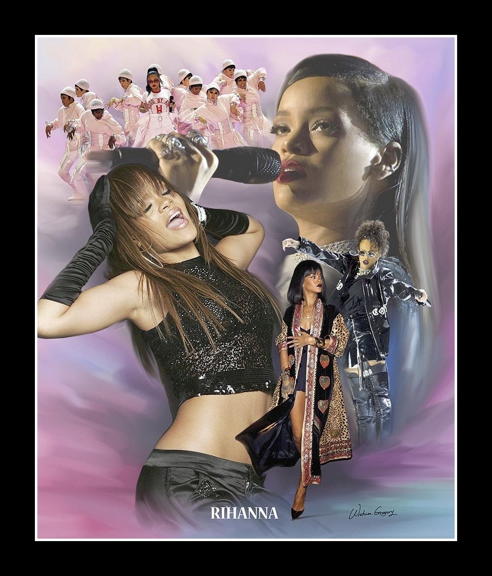 Rihanna: The Carribean Queen by Wishum Gregory (Black Frame)
